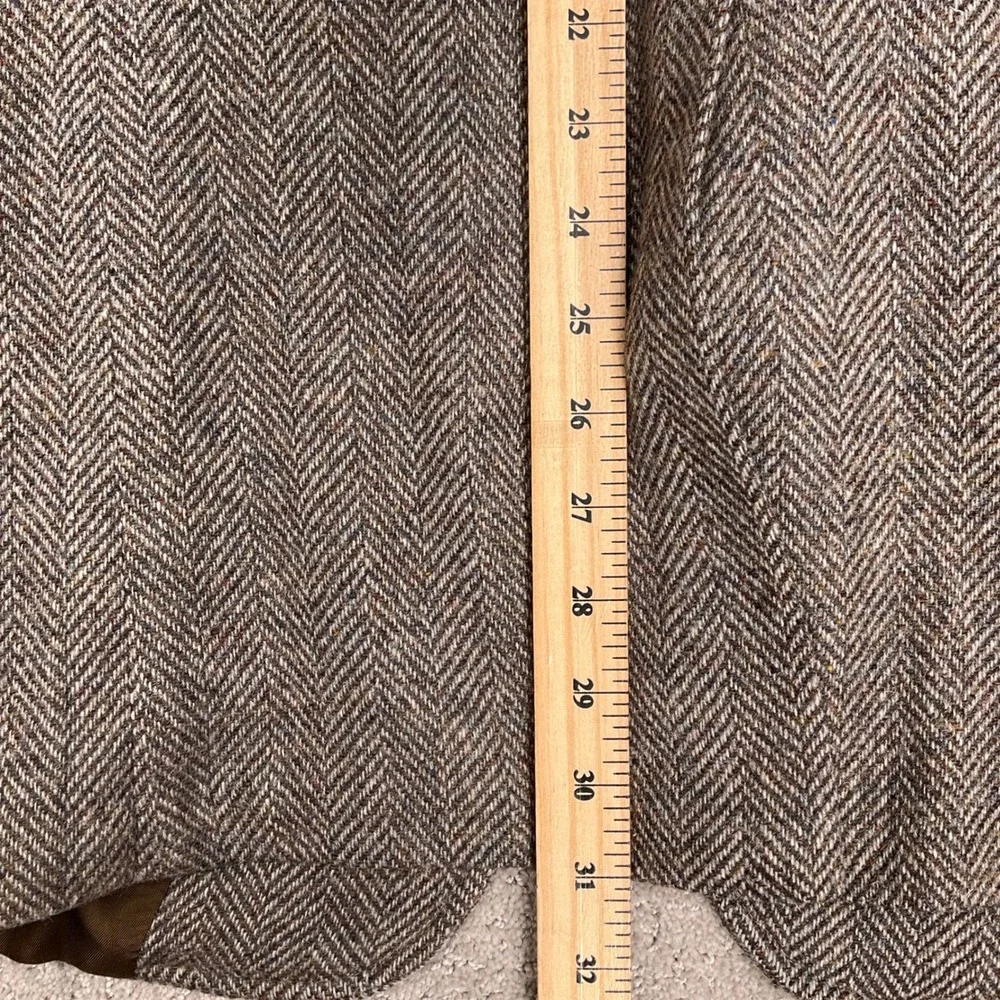 Stanbrooke Shop Blazer Mens 42R Brown Herringbone Leather Buttons Academic Tweed